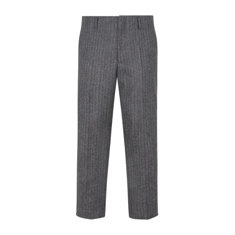 Dries Van Noten Wool Pinstriped Pants 4 Pockets In Grey