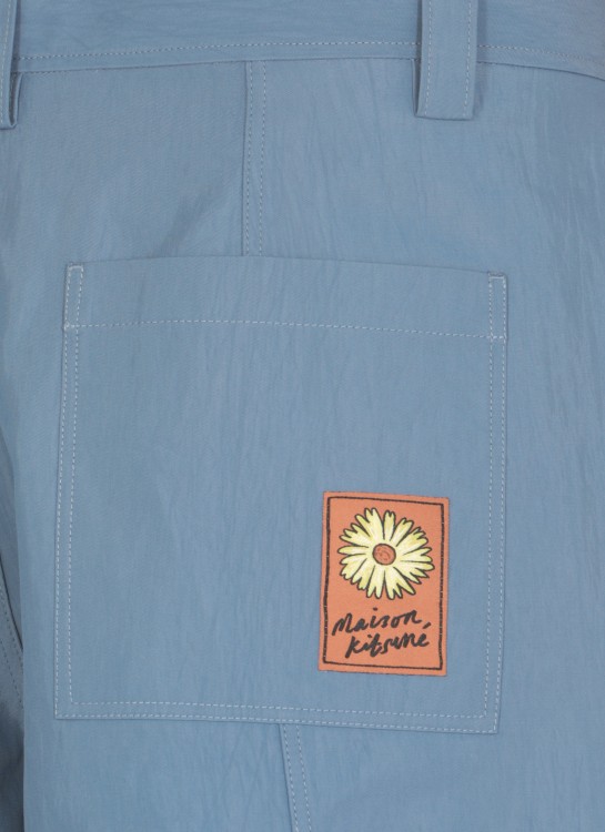 Shop Maison Kitsuné Sky Blue Cotton Bermuda Shorts