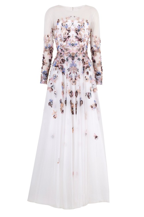 Shop Saiid Kobeisy Off-white Tulle Dress