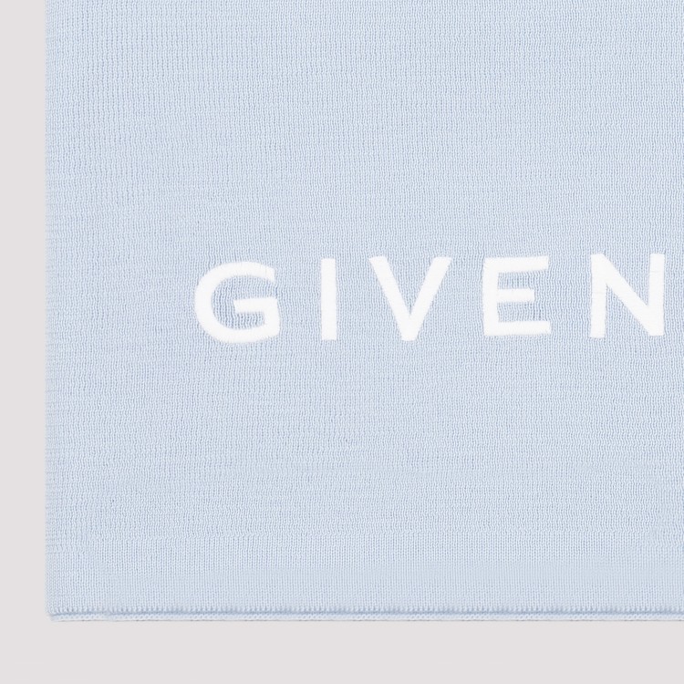 Shop Givenchy Light Blue Wool Scarf