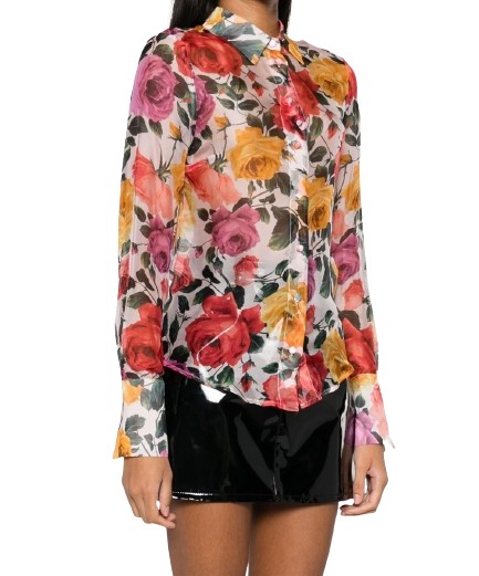 Shop Blugirl Pink Shirts Patterned With Roses In Multicolor