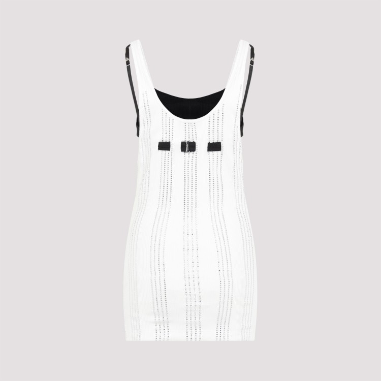 Attico Flat Ribbed Jersey Tank Top In White