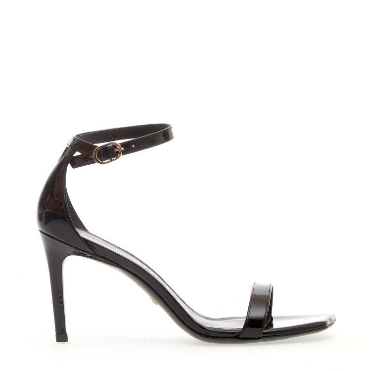 Shop Stuart Weitzman Black Patent Sandal With 85 Mm Heel