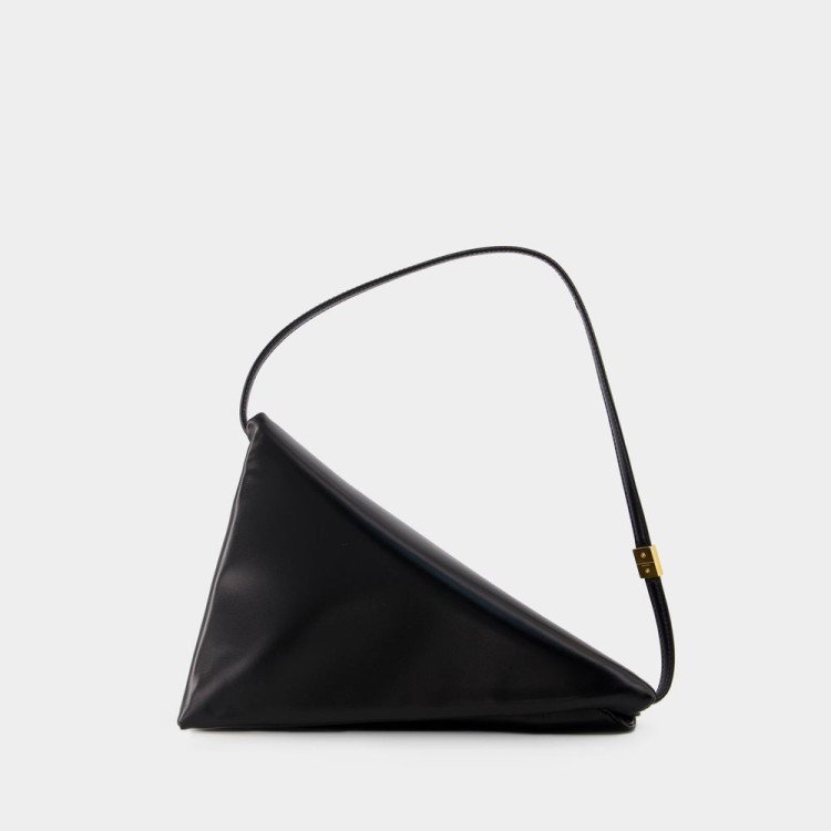 Shop Marni Prisma Triangle Bag - Leather - Black In White