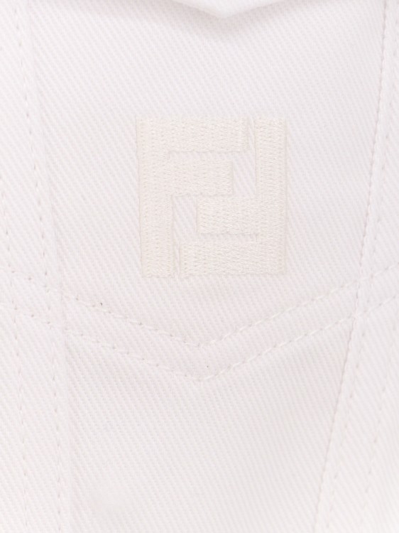 Shop Fendi Cotton Sleeveless Jacket With Embroidered Ff Logo In White