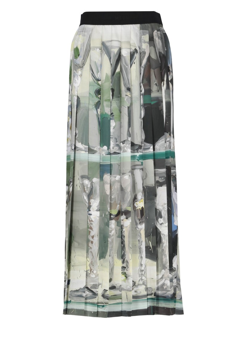 Msgm Pleated Maxi Skirt In Green