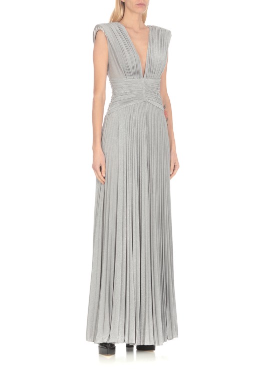 Shop Elisabetta Franchi Red Carpet Lurex Dress In Grey