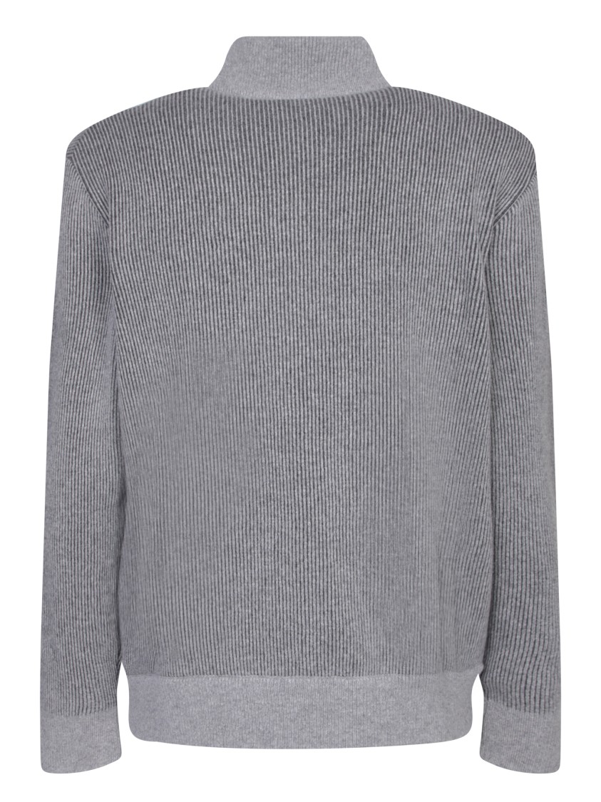 Lardini Knitwear With Ribbed Texture And Zip Closure In Grey