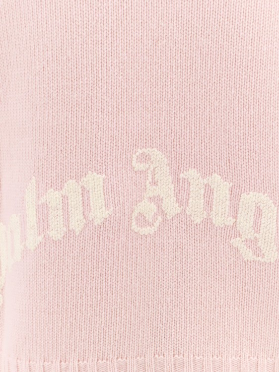 Shop Palm Angels Wool Sweater With Embroidered Logo In Pink