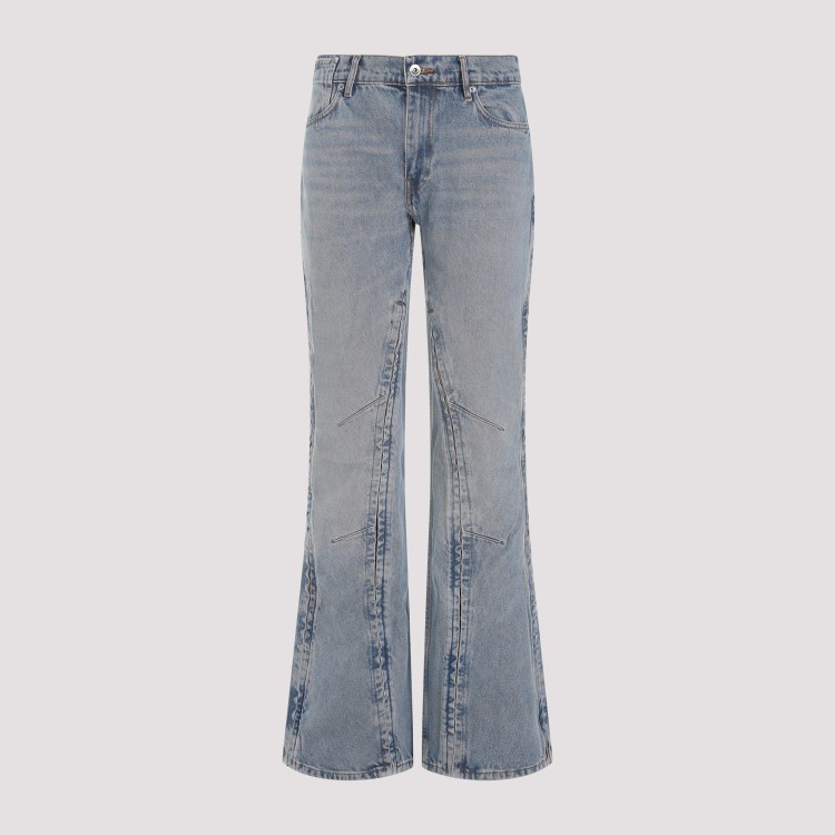 Shop Y/project Vintage Pink Organic Cotton Hook And Eye Slim Jeans In Blue