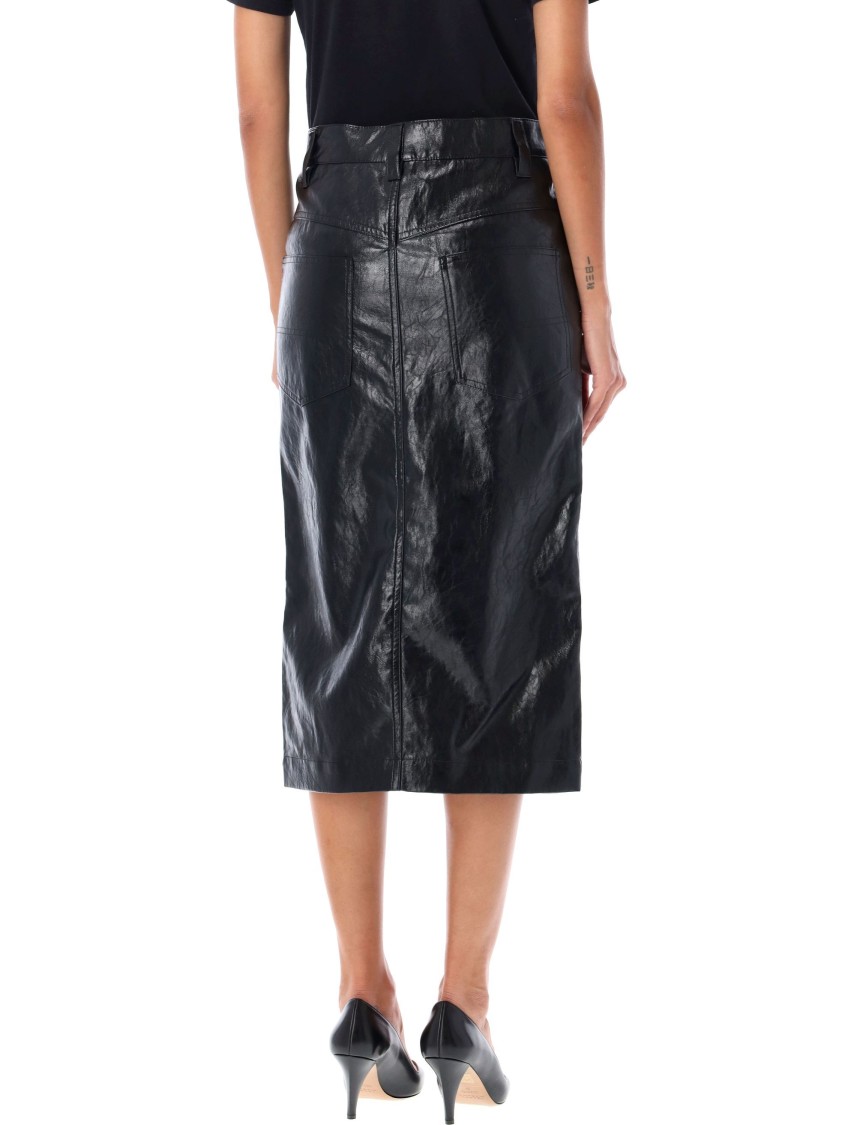 Isabel Marant Étoile Black Angele Faux-leather Midi Skirt In Black