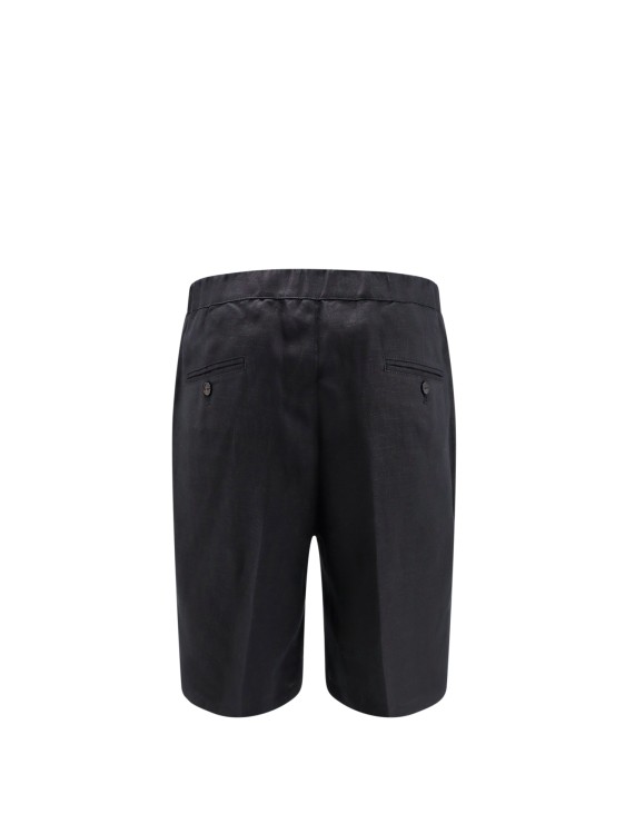 Shop Hevo Linen Bermuda Shorts With Pinces In Black