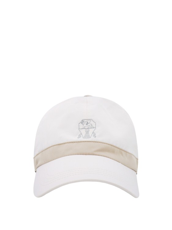 Shop Brunello Cucinelli Peaked Hat With Logo On The Front In White