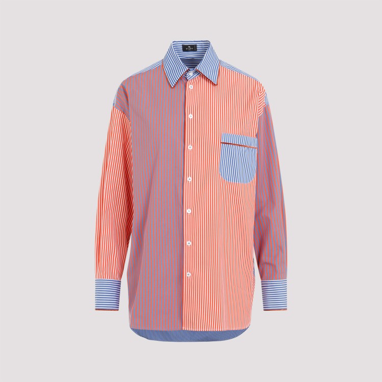 Shop Etro Multicolor Stripes Cotton Shirt In Pink
