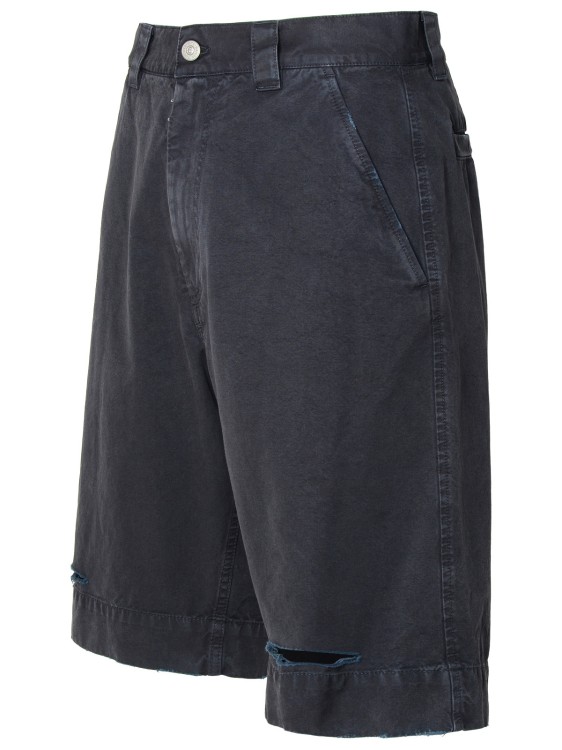 Shop Mm6 Maison Margiela Navy Cotton Bermuda Shorts In Black