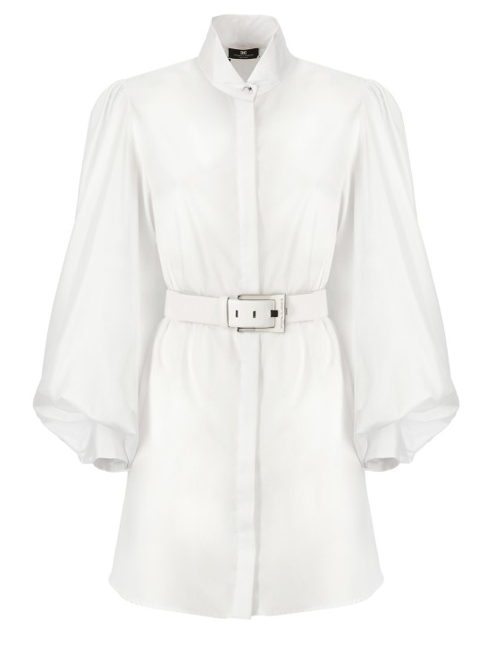 Shop Elisabetta Franchi Cotton Mini Dress In White