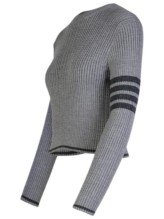 Shop Thom Browne 4 Bar' Grey Virgin Wool Sweater