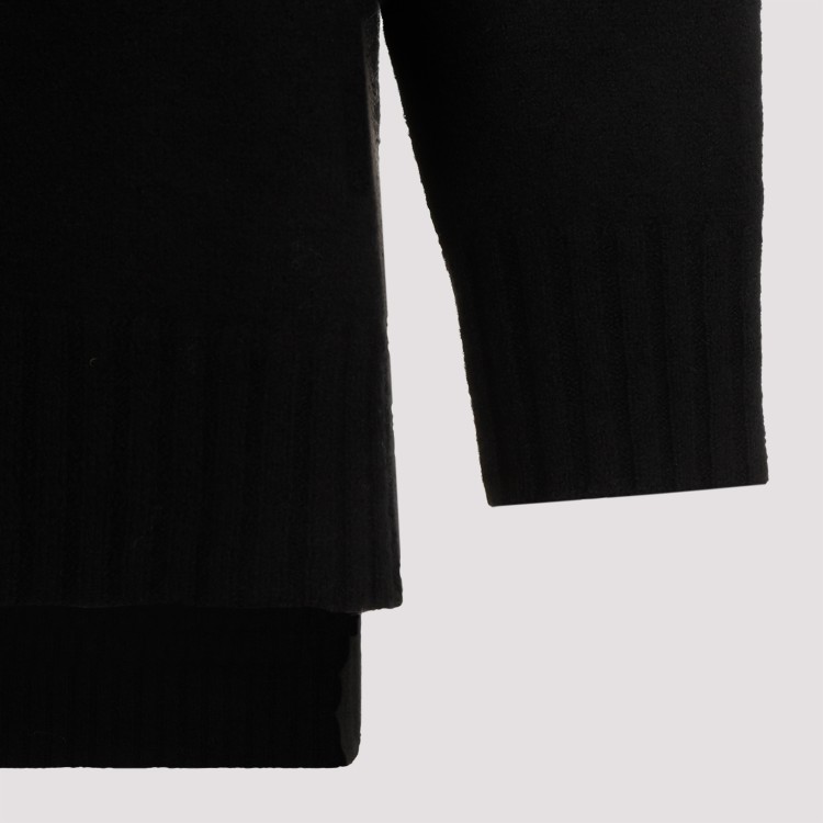 Jil Sander Wool Knit Pullover Mock Neck In Black