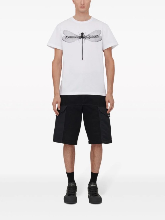 Shop Alexander Mcqueen Black/white Dragonfly T-shirt