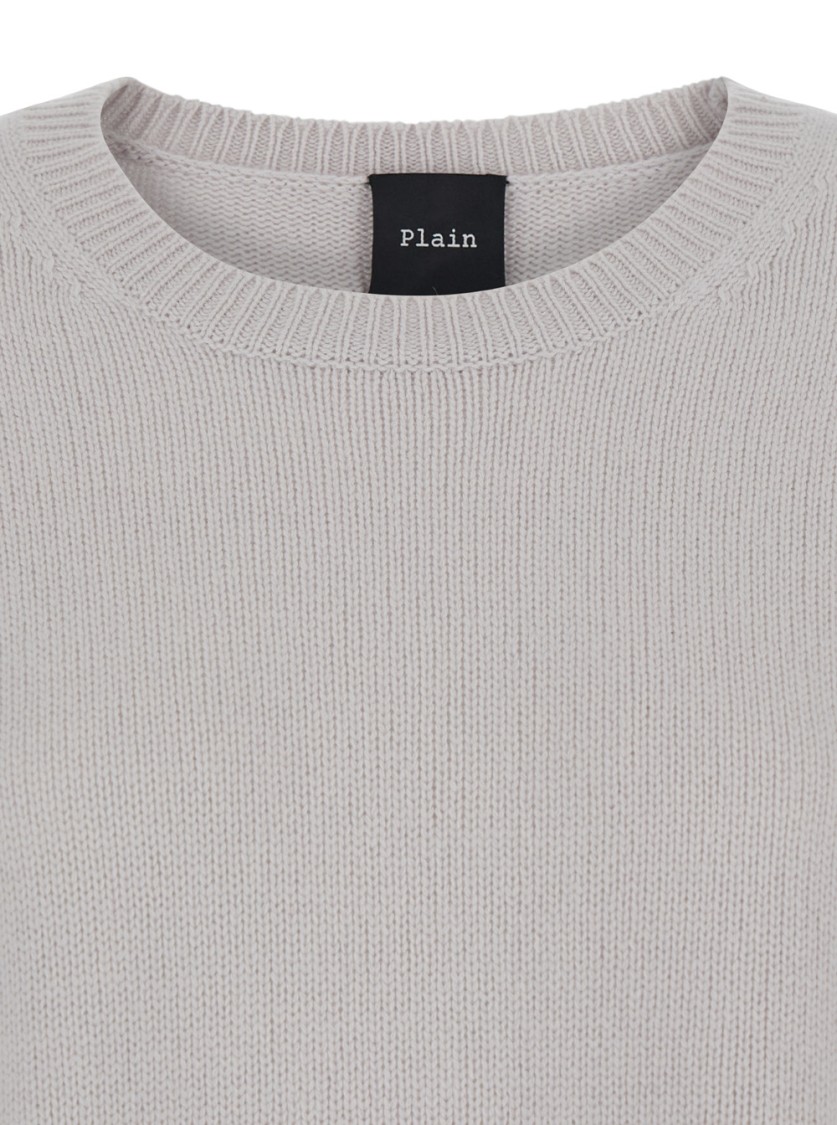 Shop Plain Grey Oversized Crewneck Sweater In Cashmere