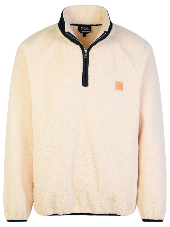 Apc Island Fleece Sweater With Contrast Detailing In Neutrals
