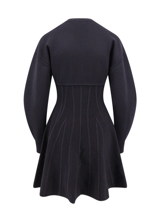 Shop Alexander Mcqueen Wool Blend Dress With Embossed Stitchings In Black