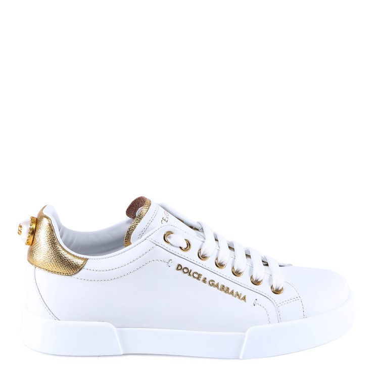 Shop Dolce & Gabbana White Leather Sneakers In Silver