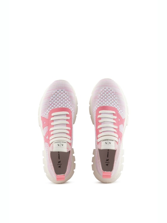 Armani Exchange Official Store Sock Sneakers In Stretch Fabric In Pink