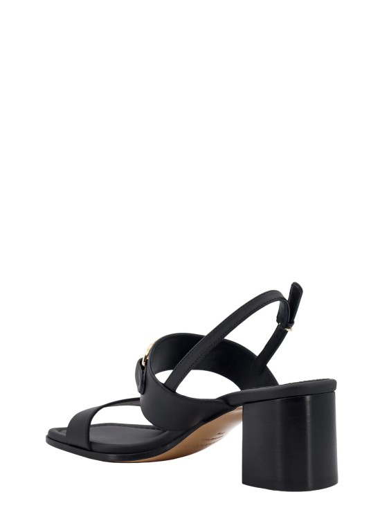 Shop Ferragamo Leather Sandals With Iconic Gancini Detail In Black