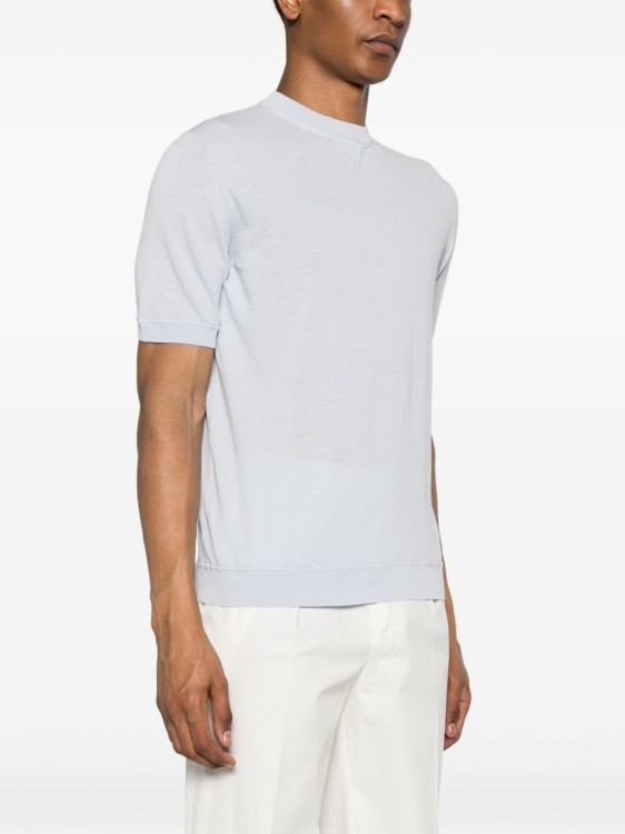 Shop Eleventy Light Blue Short Sleeve T-shirt In White