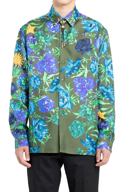 Versace Wildflower West Silk Shirt In Multicolor