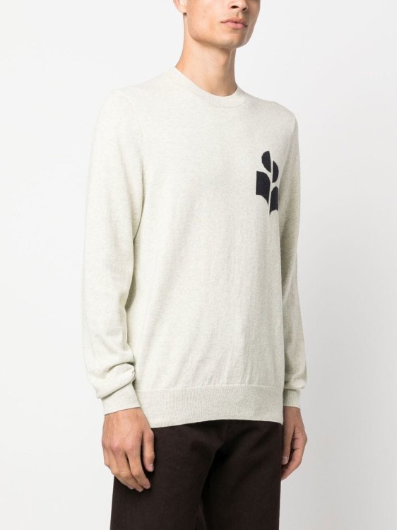 Shop Marant Intarsia-knit Logo Sweatshirt In White
