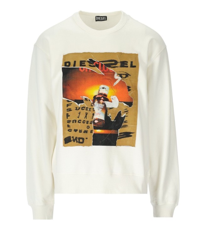 Shop Diesel S-macs-poff Off-white Sweatshirt In Neutrals