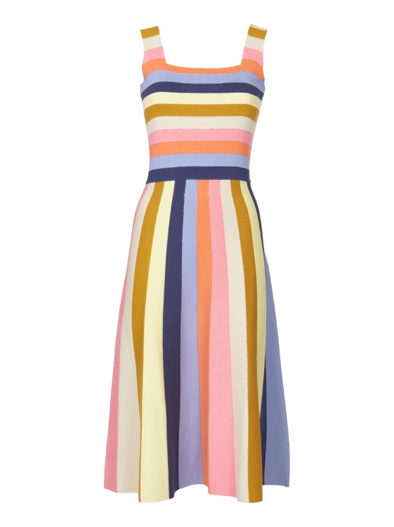 Shop Paul Smith Multicolor Striped Dress With Shoulder Pads In Neutrals