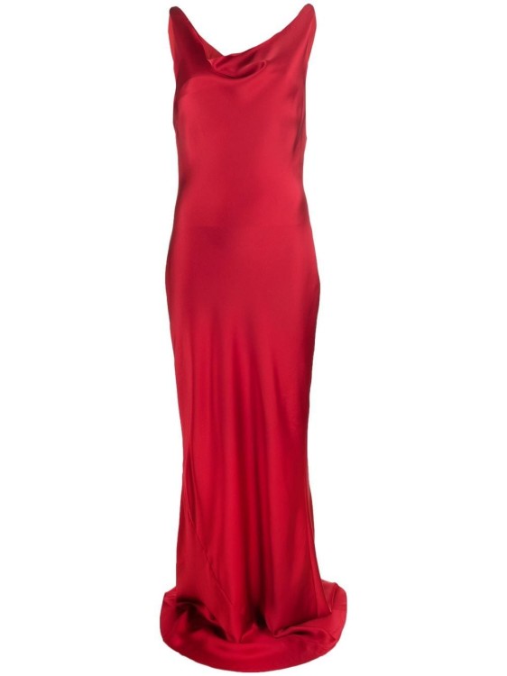 Shop Norma Kamali Maria Cowl-neck Gown In Red