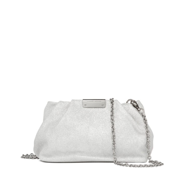 Shop Gianni Chiarini Pearl Bag In Silver Suede Leather