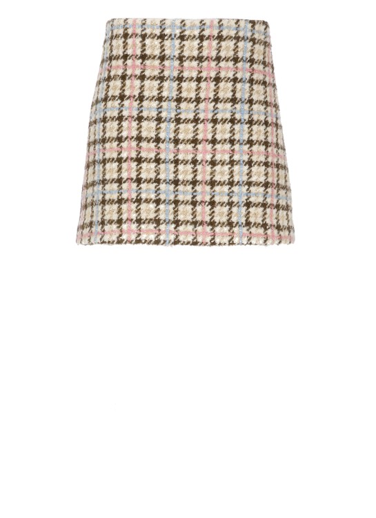 Msgm Plaid-check Textured Mini Skirt In Multicolor