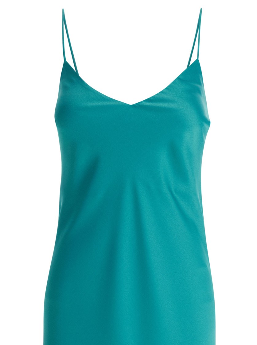 Shop Plain Light Blue Slip Dress With V Neckline In Satin