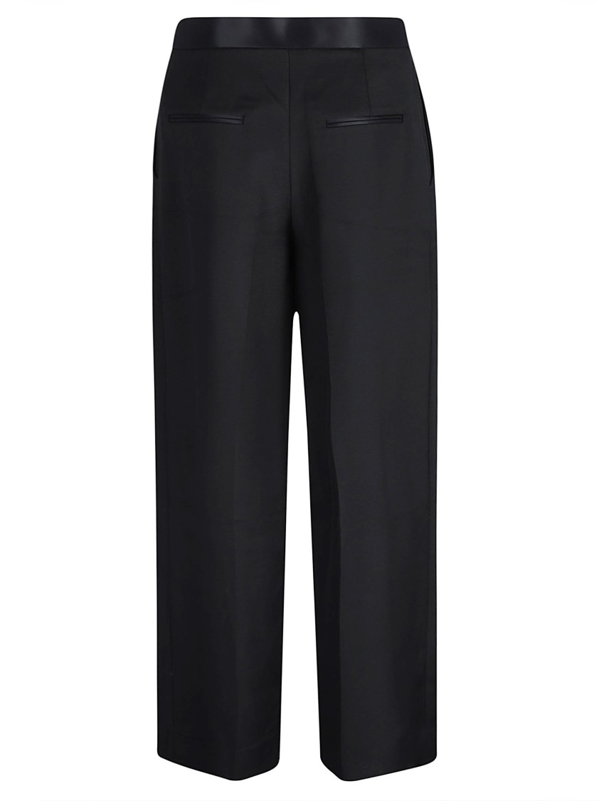 Shop Khaite Wide Leg Trousers With Satin Trim In Black