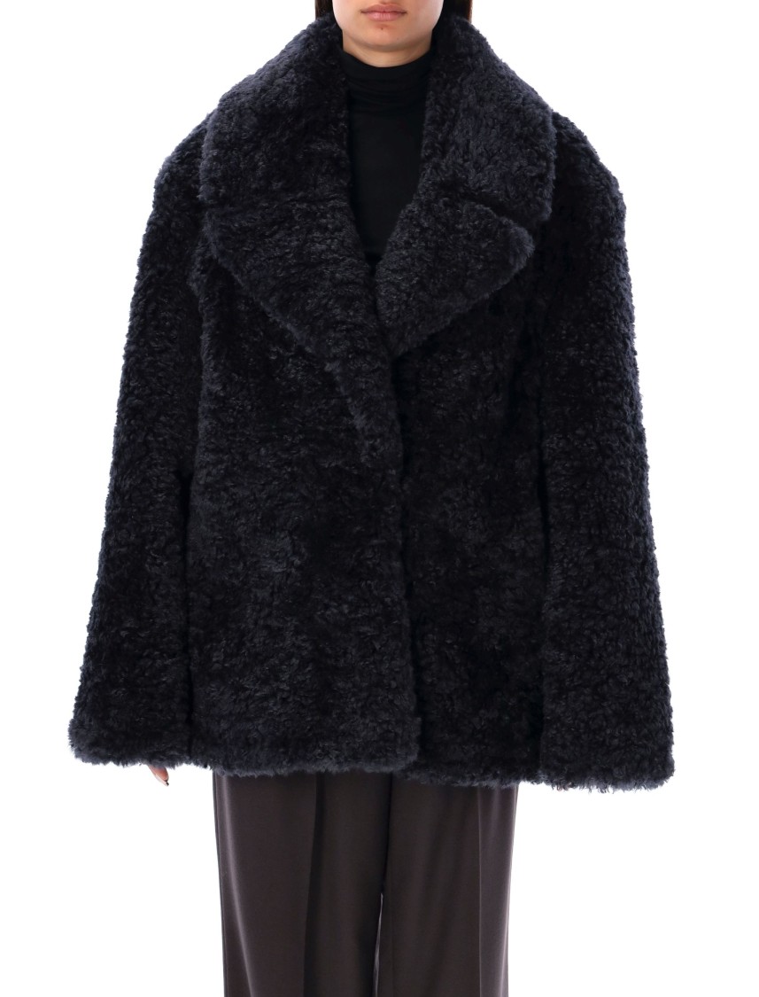 Stella Mccartney Navy Short Faux-shearling Jacket In Black