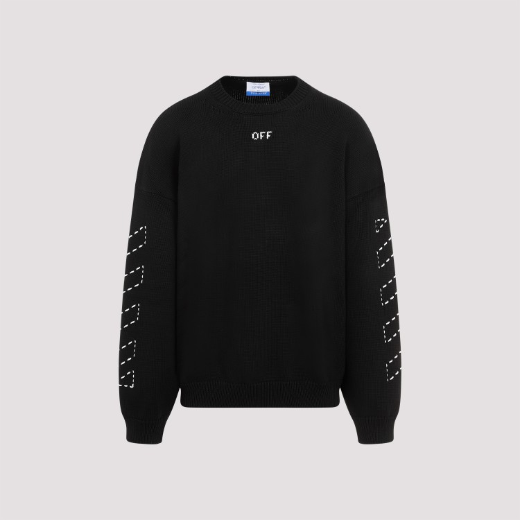 Off-white Regular Fit Jersey With Distinctive Logo And Textured Detailing In Black