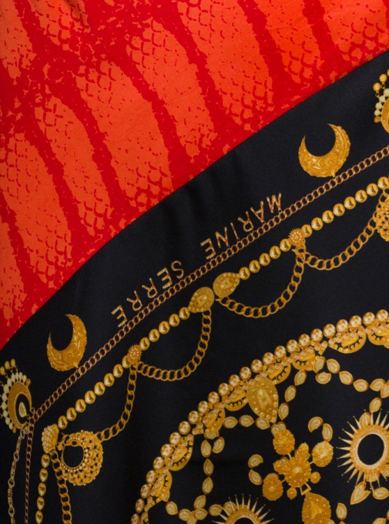 Shop Marine Serre Midi Multicolor Skirt With All-over Ornament Jewelry Print In Silk In Black
