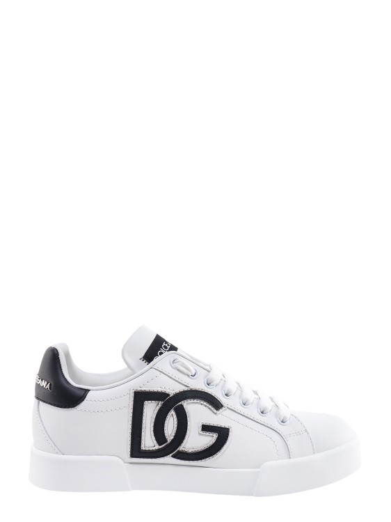 Dolce & Gabbana Leather Sneakers With Lateral Monogram In White