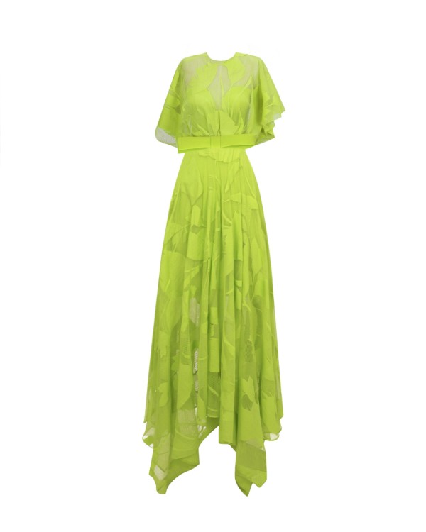 Gemy Maalouf Patterned Lace Midi Dress - Midi Dresses In Green