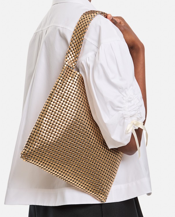 Shop Rabanne Cabas Shoulder Bag In Gold