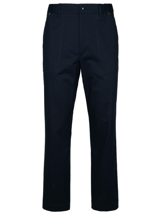 Moncler Navy Cotton Trousers In Blue
