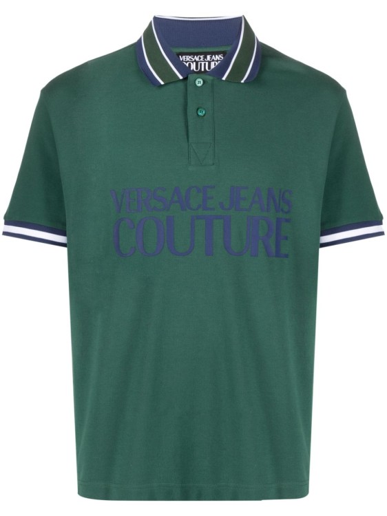VERSACE JEANS COUTURE GREEN SHORT-SLEEVED POLO SHIRT