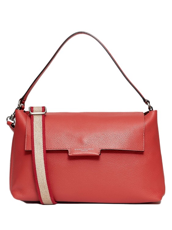 Gianni Chiarini Medium Shoulder Bag In Red Hammered Leather