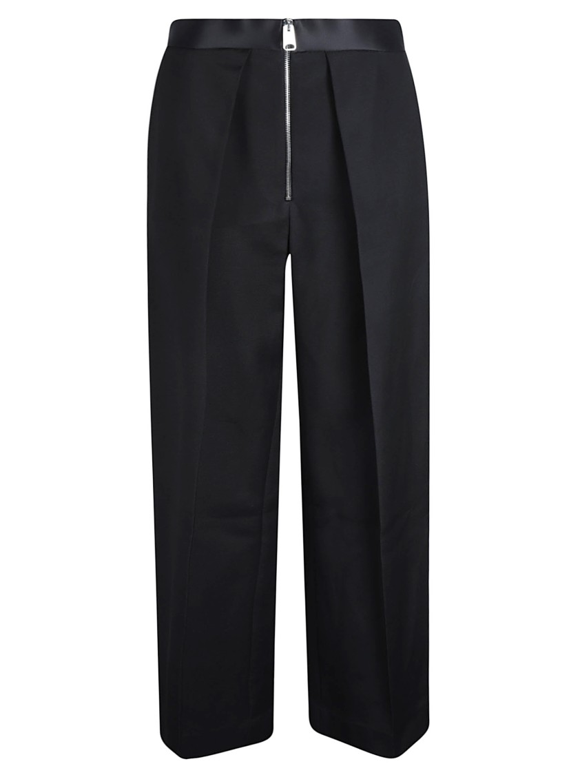 Shop Khaite Wide Leg Trousers With Satin Trim In Black