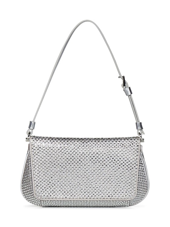 Shop Amina Muaddi Mini Crystal Shoulder Bag In Silver